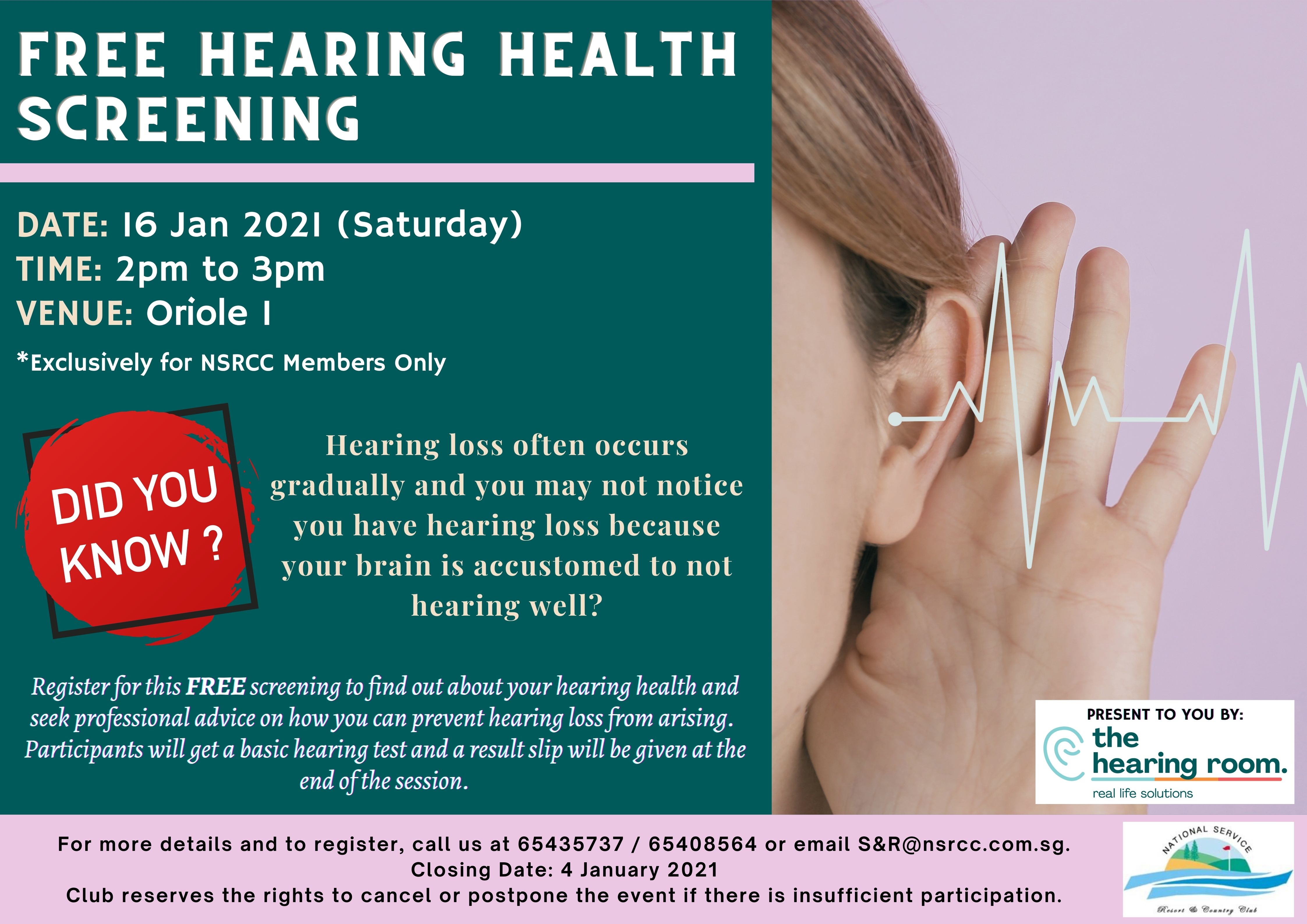 FREE Hearing Health Screening National Service Resort & Country Club